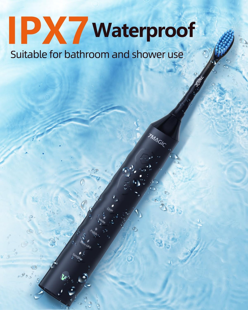 Electric Toothbrush for Adults, Sonic Toothbrush with 3 Intensity Levels & 5 Modes, One Charge for 90 Days, Rechargeable Electric Toothbrush with 6 Toothbrush Heads & 40,000 VPM Deep Clean(Black)