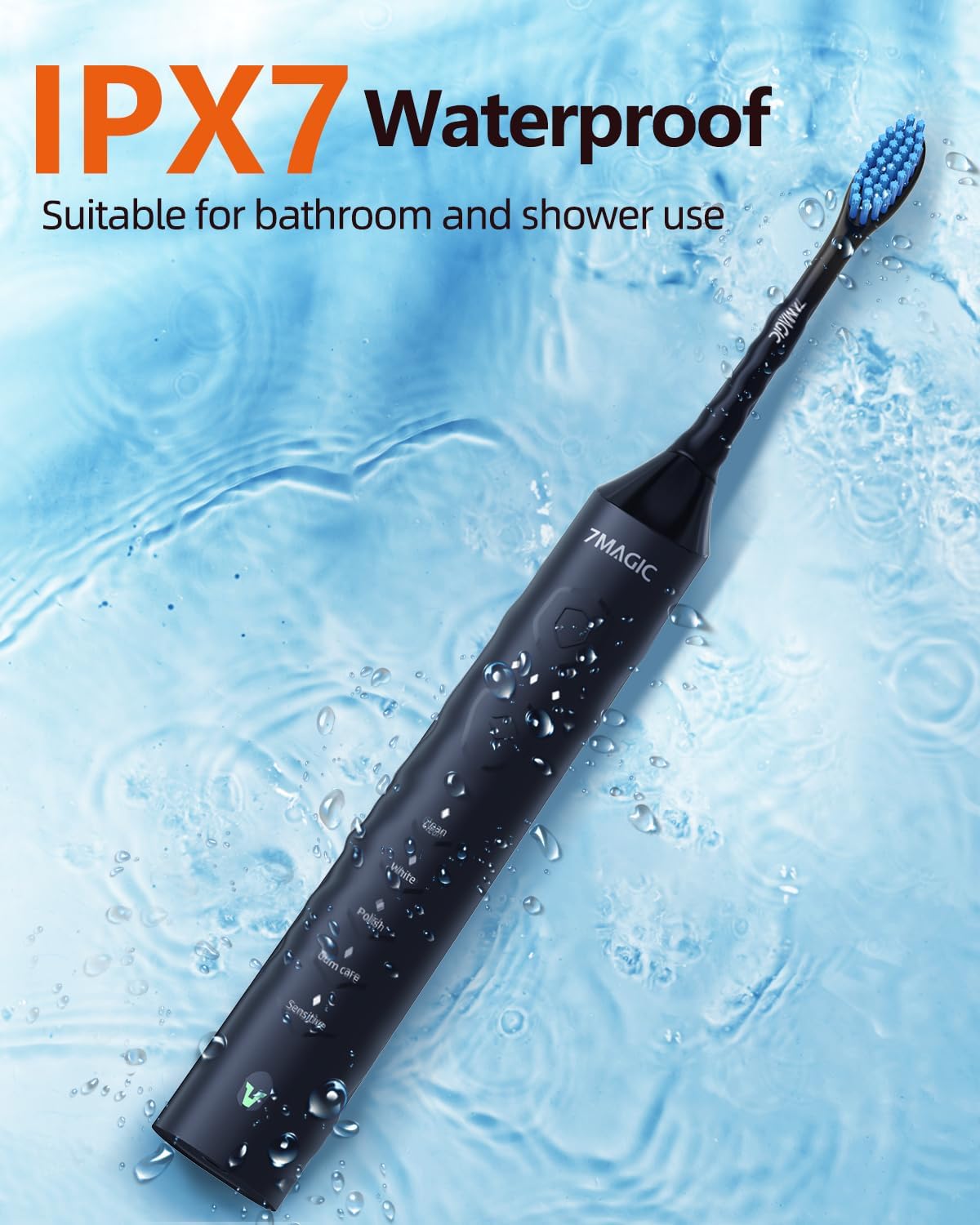 Electric Toothbrush for Adults, Sonic Toothbrush with 3 Intensity Levels & 5 Modes, One Charge for 90 Days, Rechargeable Electric Toothbrush with 6 Toothbrush Heads & 40,000 VPM Deep Clean(Black)