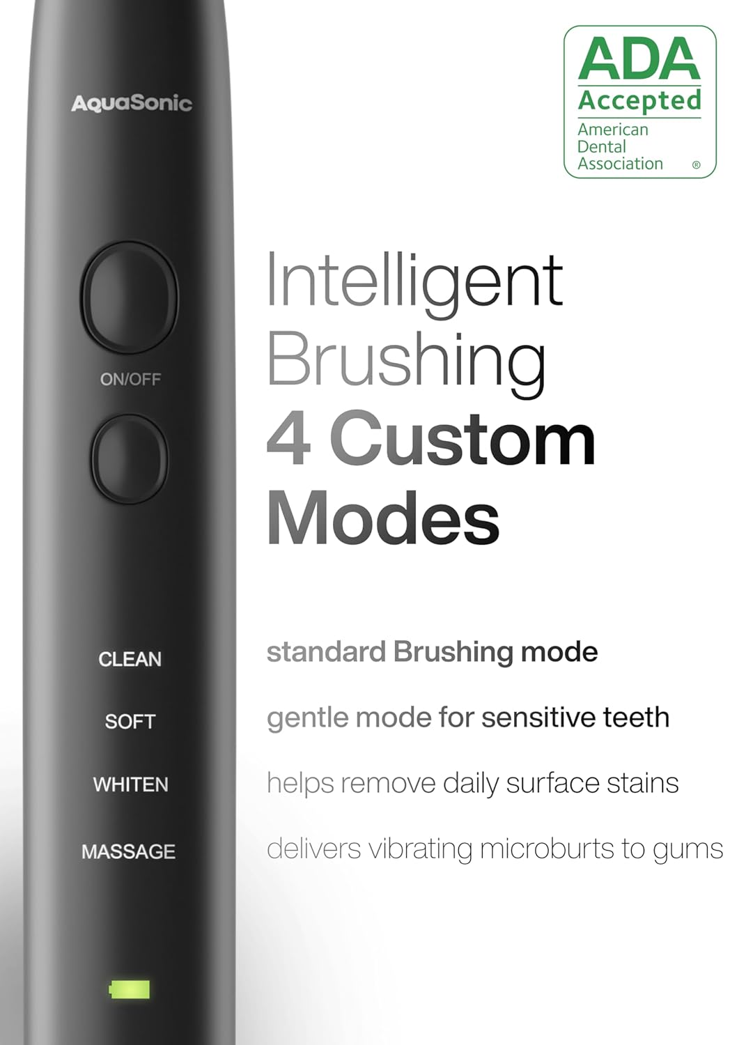 Aquasonic Black Series Ultra Whitening Toothbrush – ADA Accepted Electric Toothbrush- 8 Brush Heads & Travel Case – 40,000 VPM Electric Motor & Wireless Charging - 4 Modes w Smart Timer