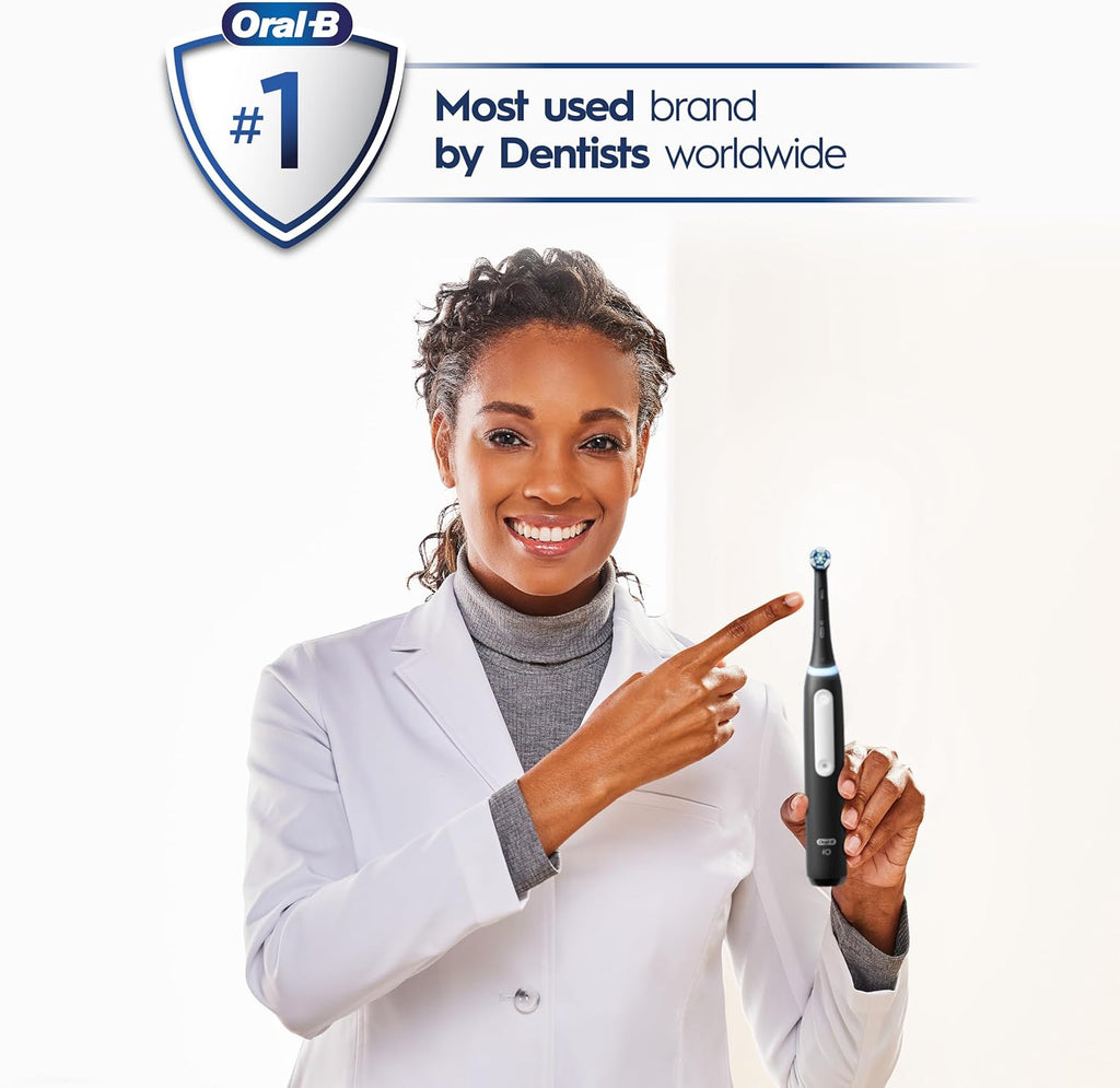 Oral-B iO Deep Clean Rechargeable Electric Powered Toothbrush, Black with iO Series 3 Limited, 2 Brush Heads and Travel Case - Pressure Sensor to Protect Gums - 3 Cleaning Settings - 2 Minute Timer